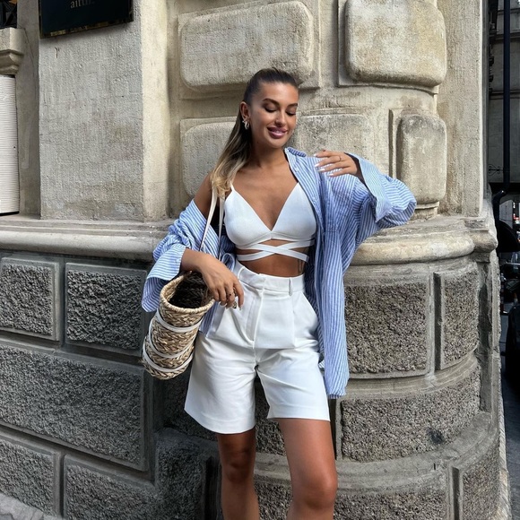 Zara White Knotted Waist Knit Bralette - Picture 8 of 17